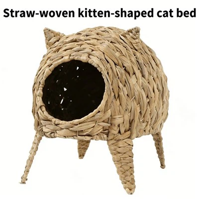 Jacinthe d'eau de couleur naturelle-chaton tissé-grotte de chat/lit pour animaux de compagnie
