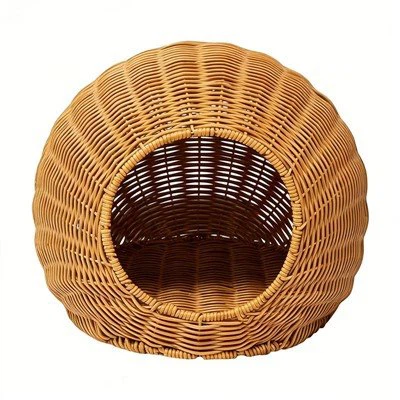 Lit pour animal de compagnie en forme d'œuf en rotin debout, robuste et durable, lavable au sol-en forme d'œuf-